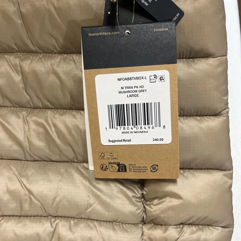 The North Face Terra Peak Zip-Up Hoodie Coat Mens Large Mushroom Gray (Tan)‎